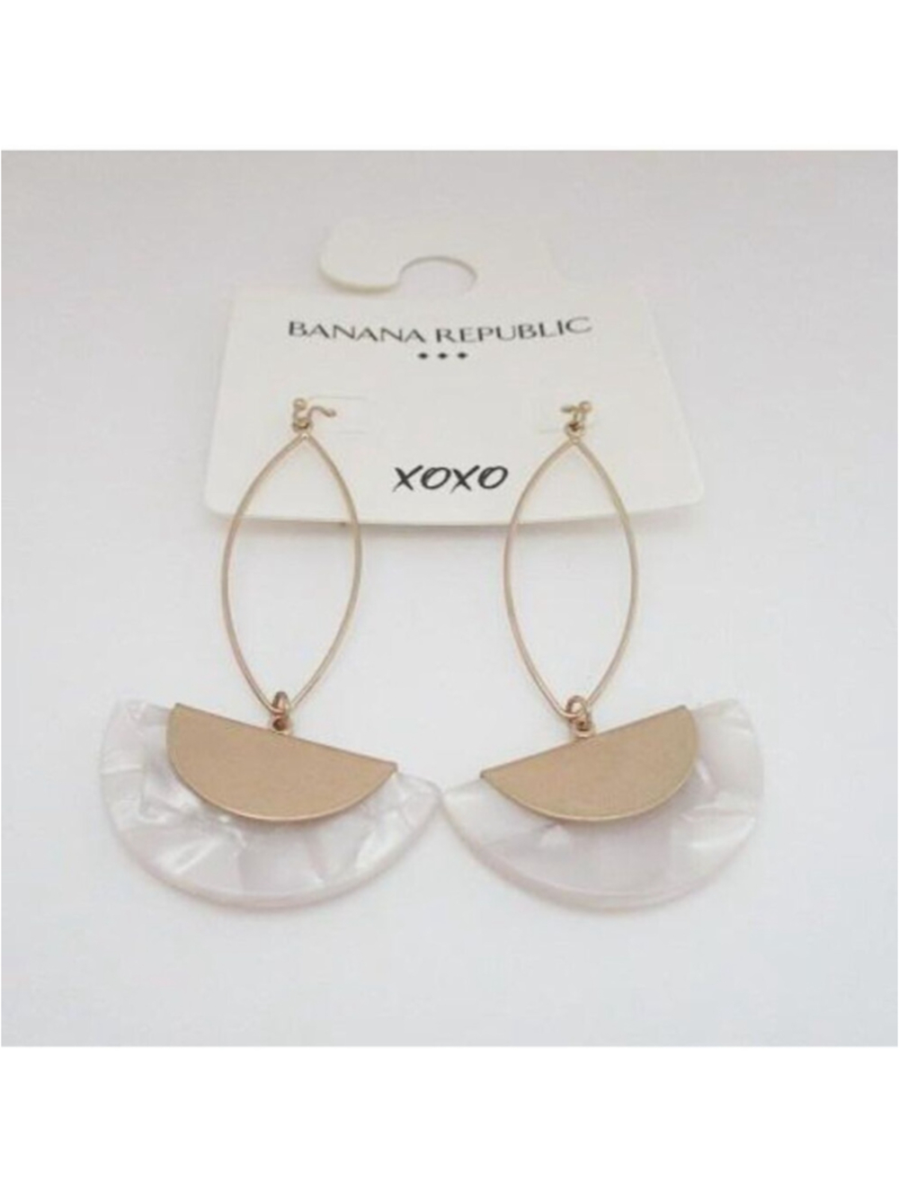 Banana Republic Gold and White Dangle Earrings - Picture 7 of 7